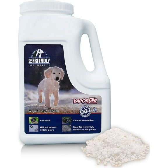 Snow & Ice Melter Pet Safe & Paws 100% Salt Free - Safe for Dogs & Cats - Effective to -25F 8lb Shaker Jug