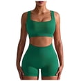 thumbnail image 2 of Shorts Two Piece Set,Workout Outfit Sets For Women 2 Piece Seamless Ribbed High Waist Leggings With Sports Bra Crop Tank Gym Yoga Sets,Women'S Wide Leg Shorts(Size:L), 2 of 5
