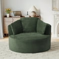 thumbnail image 2 of Muumblus 48.8" Oversized Accent Barrel Chair, Fluffy Round Lazy Sofa Chair for Adults, No Assembly Required, Green Corduroy, 2 of 10
