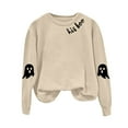 thumbnail image 4 of mgoYE Halloween Tee Shirts for Women Sweatshirts Halloween Ghost Sweatshirt Women - Halloween Graphic Crewneck Tops Casual Sweater(Beige,M), 4 of 5