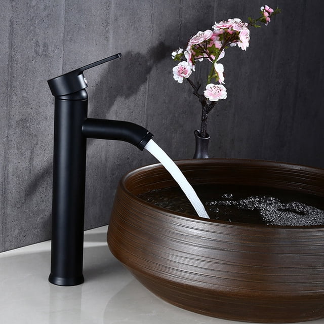 UPGRATOR Black Bathroom Basin Tap 1Pack Streamlined Kitchen Faucet with Hot and Cold Water Control