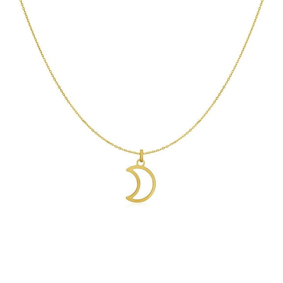 14k Yellow Gold Necklace with Moon 18 in