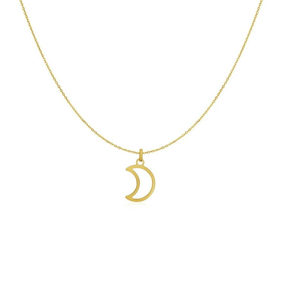 14k Yellow Gold Necklace with Moon 18 in
