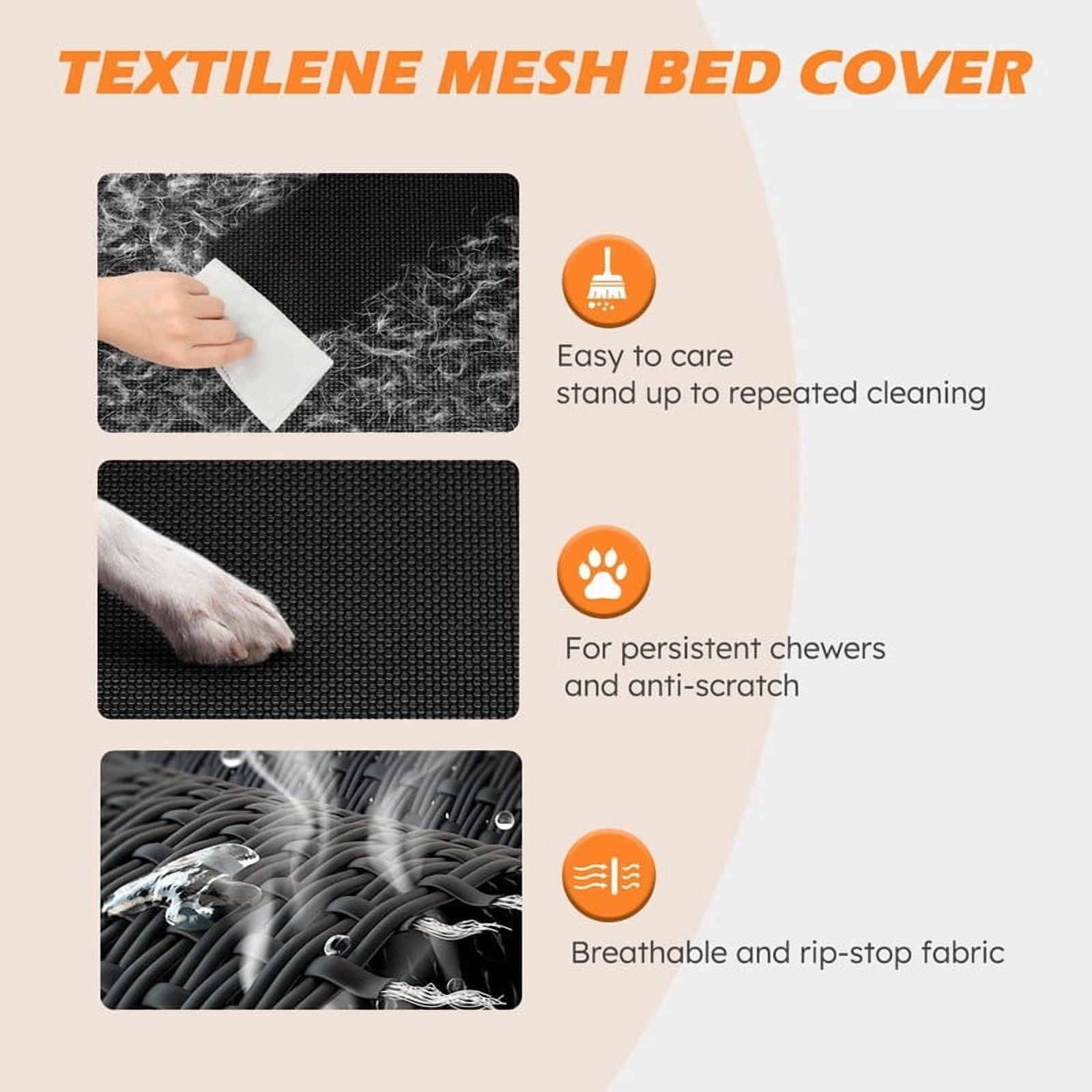 Elevated Dog Bed with Chew Proof Washable Breathable Mesh and Metal Frame, Portable No-Slip Feet for Outdoor or Indoor Use