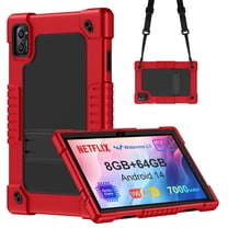 FIEWESEY For TabneraX Model UTbook/Winsing T30W 10 inch Tablet Case Kids Friendly Silicone Stand Adjustable Shoulder Strap For LECTRUS JUNYANG 10 .1 Model T30W / AWOW UTBook_14 10 inch (RedBlack)