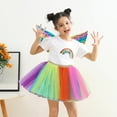thumbnail image 2 of Utlike Girls Skirts Kids Rainbow Colourful Layered Puffy Tutu Tulle Skirt With Wing Outfits For Holiday Party Festive Atmosphere Mini Skirt For Girl Size 5 Years-8 Years, 2 of 4