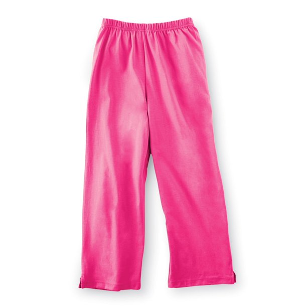 Pantalones capri cortos de punto de algodón para mujer con cintura elástica, color fucsia, talla XXX grande