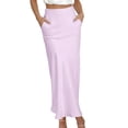 thumbnail image 2 of YSUEJPF Women's Satin Skirt High Waisted Maxi Skirts Work Office Party Long Skirt with Pockets, 2 of 6