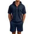 thumbnail image 3 of Stamzod Mens Summer Outfits 2026 Short Sleeve Hoodie and Shorts Set Casual Athletic Track Suits Mens Sweatsuit, 3 of 6