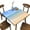 Ocean Sea 3, variant on Elastic Edge Square Fitted Tablecloth, Ocean Sea Pattern Printed on Elastic Polyester Table Cover, for Wrinkle Resistant Cloths Kitchen, Fit for 34" x 34"Square Table