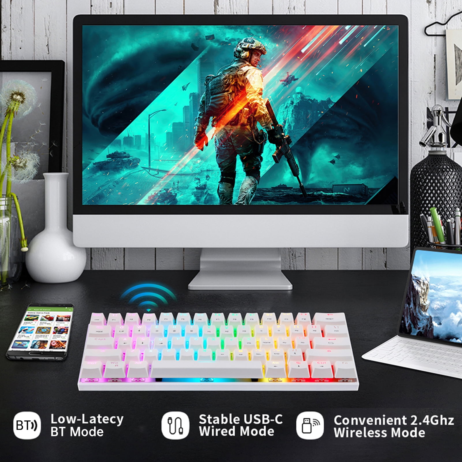 MOTOSPEED Keyboard,Mechanical 61 HUIOP Drive Laptop PC Microscope