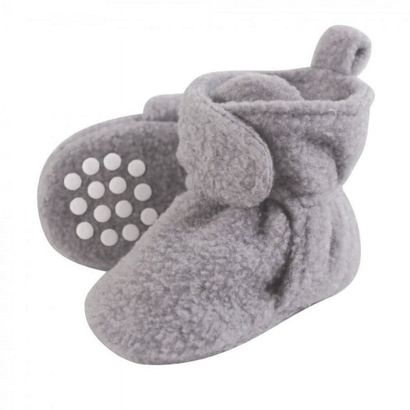 Luvable Friends Baby and Toddler Cozy Fleece Booties, Heather Gray, 0-6 Months