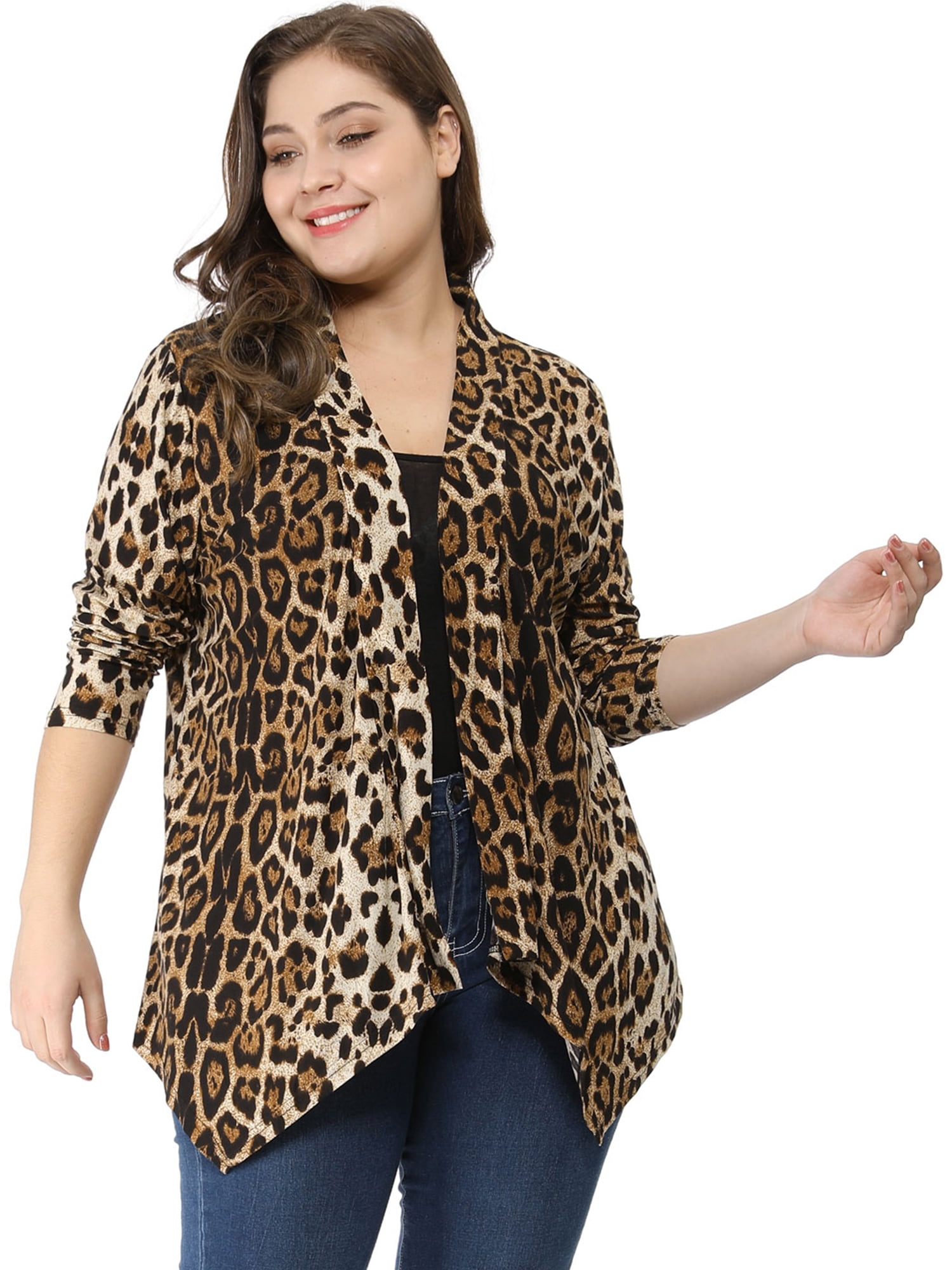 plus size leopard cardigans