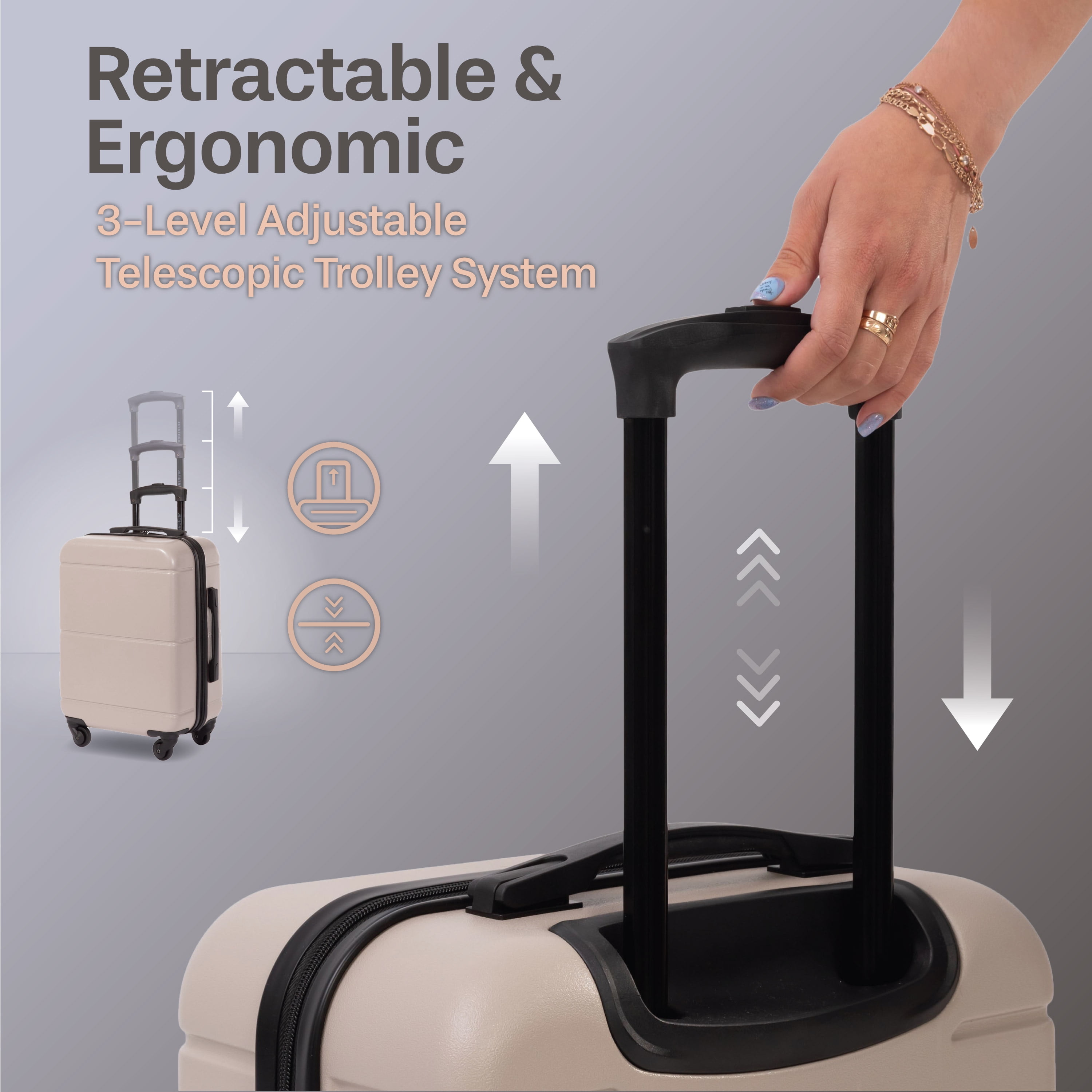 Jetstream® 2-Piece Carry-On Luggage Set – 20" Hardside Spinner Carry On Suitcase and Foldable Travel Backpack, Carry-On Suitcase Set