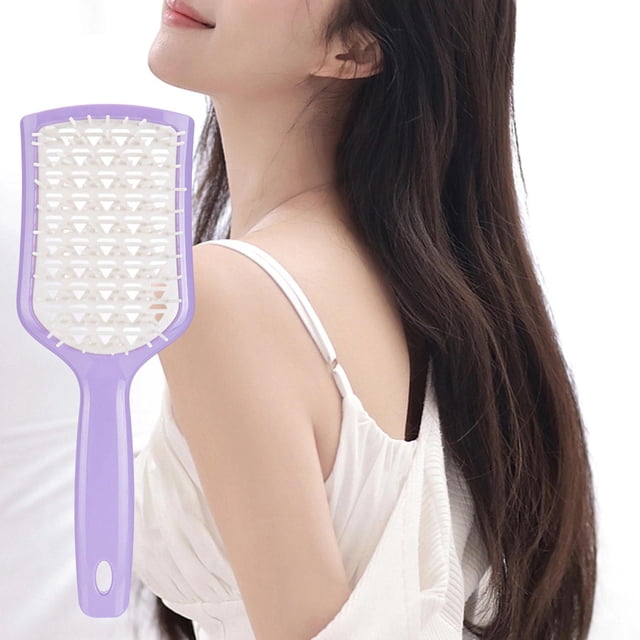 Cepillo para desenredar el cabello/deslizarse a través de enredos para hombres y mujeres/estilo cómodo alisado para cabello húmedo y seco/cepillo Púrpura