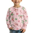 thumbnail image 3 of Garronmavis Christmas Cane Candy Girls Long Sleeve T-Shirts 3-4 Stylish Bowknot Casual Crewneck Loose Fit Tee Tops Comfortable Long Sleeve Crewneck T-Shirts Tee Tops for Girls, 3 of 7