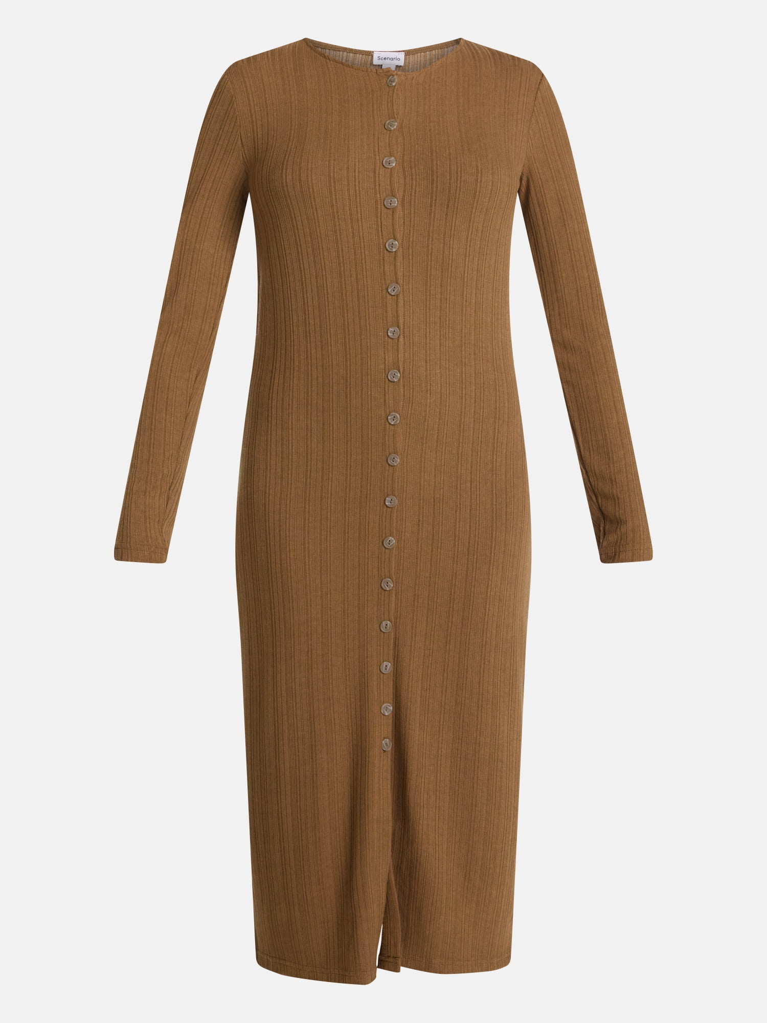 Scenario Women's Cardigan Midi Dress with Long Sleeves, Sizes XS-XXXL