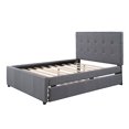 thumbnail image 5 of Trundle Beds for Kids, Full Size Linen Upholstered Platform Bed with Headboard, No Box Spring Needed, Heavy Duty Full Bed Frame with Trundle Bed, Easy Assembly, Upholstered Daybed for Boys Girls, Gray, 5 of 11