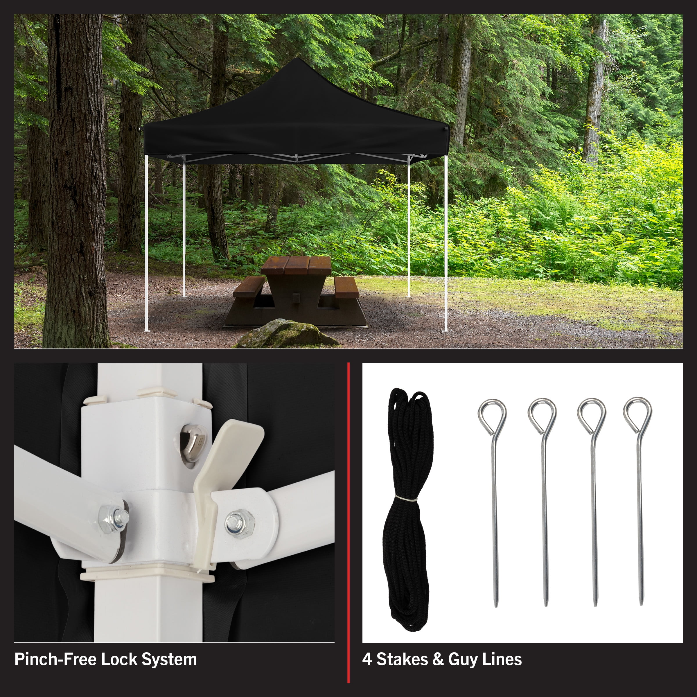 Stalwart 10x10 ft Pop Up Canopy Tent - UPF30 Beach Tent Sun Shelter, Black