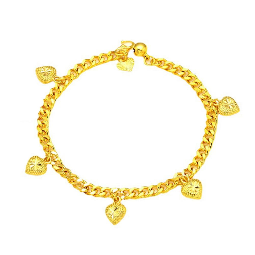 Gold Plated Heart Bracelet Non Fading Gold Bracelet Hot P7