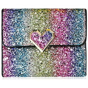 Multicolor Metal Sequins Small Wallet PU Leather Patchwork Hasp Mini Wallet for Women Girls Money Wallet Card Coins Bag(Heart button)