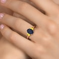 thumbnail image 4 of Gem Stone King 18K Rose Gold Plated Silver Blue Sapphire and Yellow Sapphire Engagement Ring for Women | 2.92 Cttw | Oval 9X7MM | Gemstone September Birthstone | Size 7, 4 of 6