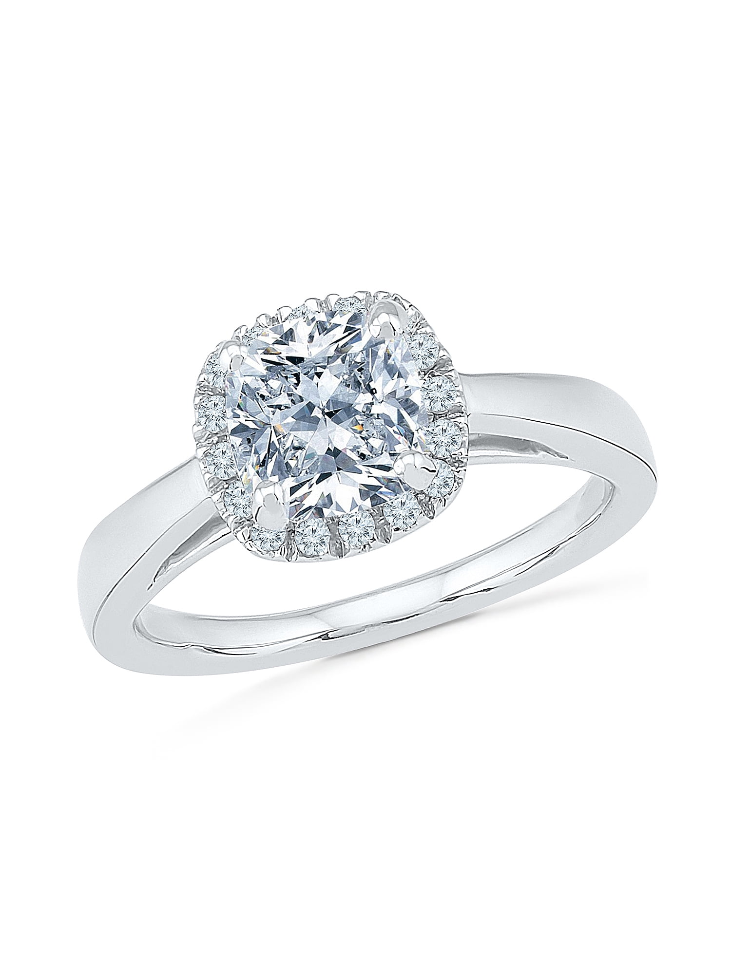 STERLING SILVER LAB CREATED WHITE SAPPHIRE ENGAGEMENT RING
