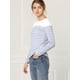 thumbnail image 4 of CamiseDe ManLarPaMujer bloque de colorrayas triple color simple Azul claro L, 4 of 6