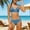 Blue, variant on Girls' Solid Color High-Waisted Two-Piece Bikini Swimsuit with Adjustable Straps and Removable Padding
