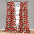 thumbnail image 5 of Ambesonne Poppy Flower Curtains, Garden Foliage Botany, Pair of 28"x63", Green Red White, 5 of 5