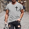 thumbnail image 2 of UVEASISHA Mens Summer T Shirts Christian Cross Print Crew Neck Tees Lightweight Short Sleeve Workout Shirt Comfort Casual Pullover Top Gray M, 2 of 6