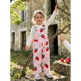 thumbnail image 6 of BemeyourBBs Toddler Baby Girl Summer Clothes Infant Baby Girls Overalls Romper Jumpsuit Cute Strawberry Floral Print Sleeveless Adjustable Strap Overall Pants with Pockets, 6 of 9