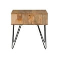 thumbnail image 3 of SIMPLIHOME Hunter Table d'Appoint Carrée Milieu du Siècle Moderne en Bois de Manguier Massif et Métal de 22 Pouces de Large en Naturel avec Rangement, 1 Tablette, pour le Salon et la Chambre, 3 of 8