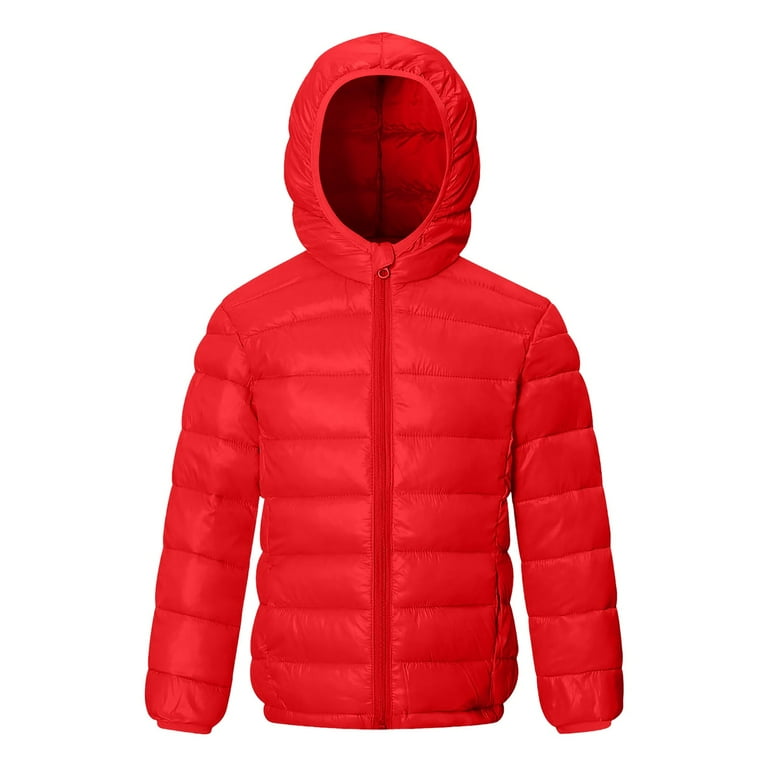 Ibvajbalk Fall Winter Fashion Girls Jacket Boy Cute Coat Zip Up Solid Color Lightweight Jackets Warm Hooded Outerwear Long Sleeve Girls Clothes Red Jackets for Girls 120 Walmart
