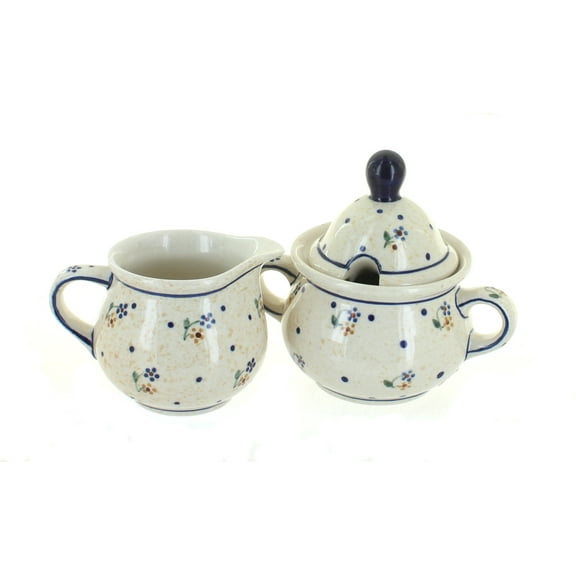 Blue Rose Polish Pottery Country Meadow Cream & Sugar Set