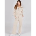 thumbnail image 2 of Women 2 Piece Outfits Sweatsuit Set 2023 Fall Oversized Half Zip Sweatshirt Wide Leg Sweatpant Lounge Set Tracksuit, 2 of 5