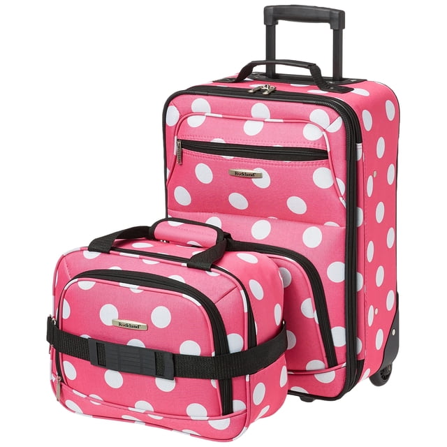 Juego de equipaje Rockland Fashion Softside Upright Pink Dots, 2 piezas