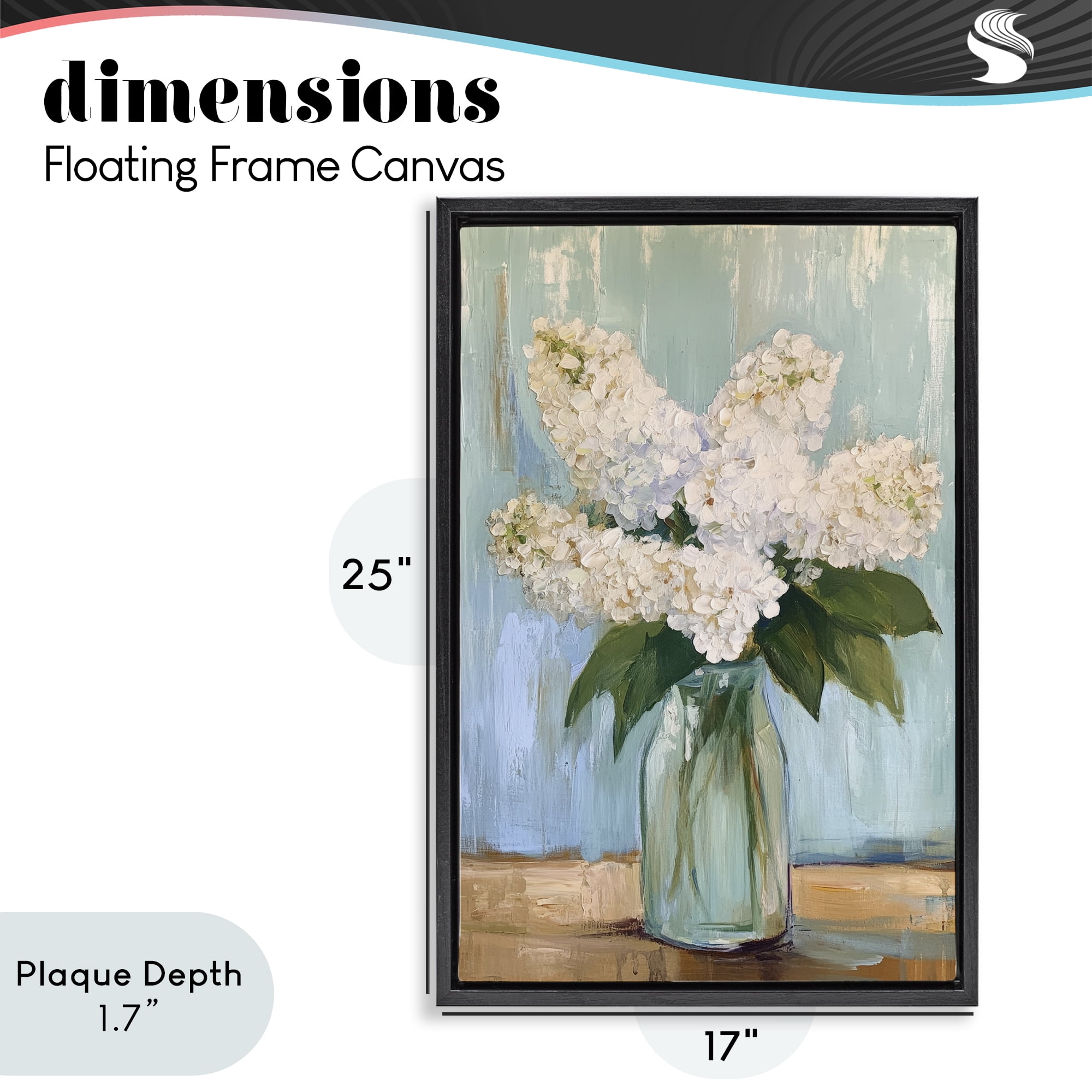 Stupell Industries Tall Flowers in Glass Vase Black Framed Floater Canvas Wall Art, design by Petal Prints Design