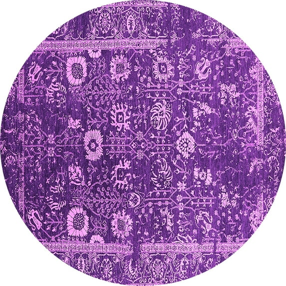Ahgly Company Indoor Round Oriental Pink Industrial Area Rugs, 3' Round