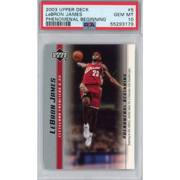Graded 2003-04 Upper Deck UD LeBron James #5 Phenomenal Beginning Rookie RC Basketball Card PSA 10 Gem Mint
