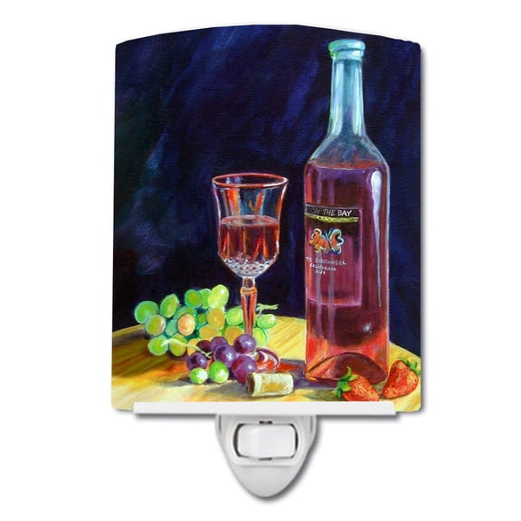 Red Wine Bottle and Glass Ceramic Night Light