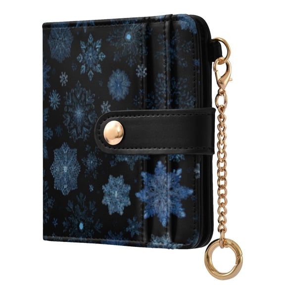 Qxltty Blue Snowflake Ladies Wallet Rfid Slim Thin Compact Credit Card Women Wallet Zipper Coin Pocket and ID Window for Female Gifts