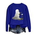 thumbnail image 2 of Neewe Womens Halloween Long Sleeve Sweatshirt Crew Neck Cute Printed Pullover Relaxed Fit Casual Tops, 2 of 4