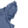 thumbnail image 6 of sdhkgrrt Women's 2 Piece Pajama Set Square Neck Ruffle Sleeve Pullover Wide Leg Pants Matching Lounge Outfit Casual Solid Sleepwear Comfy Fall Winter Tracksuit, Blue 2XL, 6 of 8