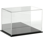 Plymor Clear Acrylic Display Case with Black Base (Mirror Back), 9" W x 6" D x 6" H