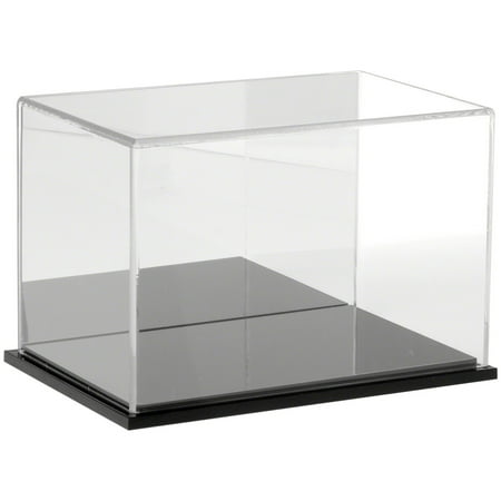 Plymor Clear Acrylic Display Case with Black Base (Mirror Back), 9" W x 6" D x 6" H