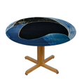 thumbnail image 3 of HAOXIT Blue Abstract Art Elastic Edged Round Fitted Table Cloth Cover, Waterproof Wrinkle Free Round Tablecloth, Home Decorative Tablecloth for Indoor Outdoor Kitchen Party 46-50, 3 of 8