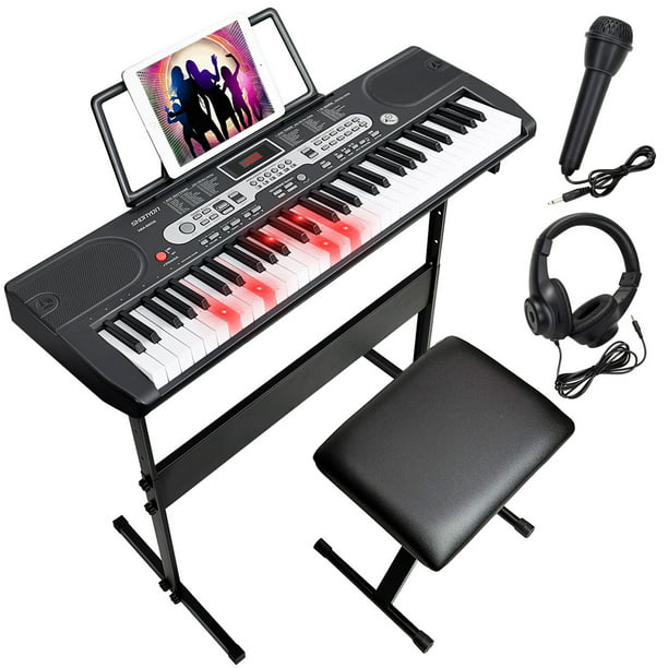 twinkle overalt beslutte SKONYON 61 Key Electric Keyboard Set with Lighted Keys Portable Piano Kit -  Walmart.com