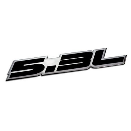 - 5.3L Liter Embossed BLACK on Highly Polished Silver Real Aluminum Auto Emblem Badge Nameplate for Chevrolet Chevy Silverado 1500 Suburban Tahoe Corvette GM GMC Savana Sierra 1500 Yukon