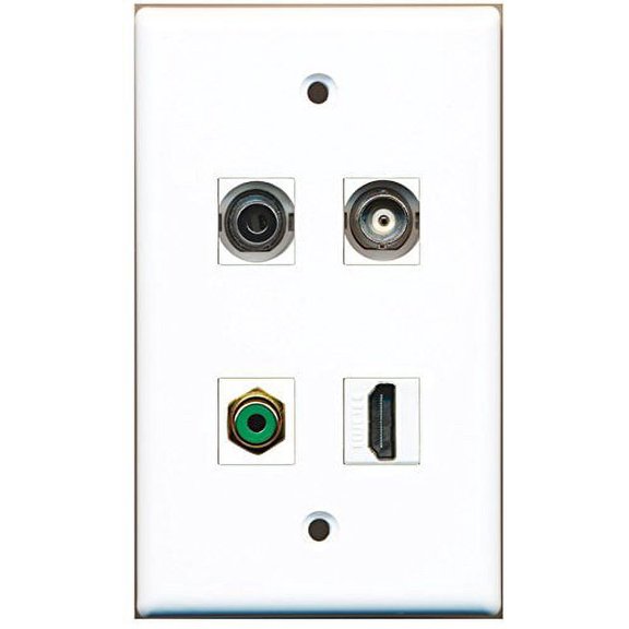 RiteAV - 1 Port HDMI 1 Port RCA Green 1 Port 3.5mm 1 Port BNC Wall Plate